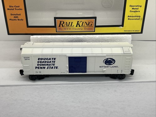 MTH Railking Custom Penn State 2014 Nittany Lions White Boxcar O Gauge New PSU - Picture 10 of 16