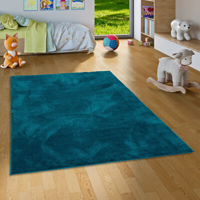 Super Soft Kinder Hochflor Teppich Silky Kids Petrol