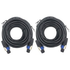 2 Pack 15ft Pro Speakon to Speakon Cable, Pair 12AWG Patch Cords, Professiona...