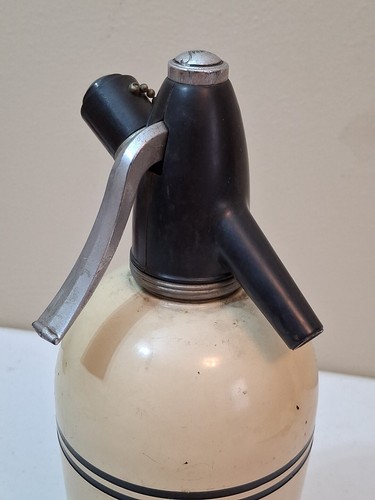 Vintage Sparklets Seltzer Bottle New York Cream w/Embossed Black Stripes - Picture 9 of 10