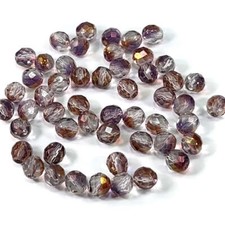 Crystal Sunset Luster Czech Fire Polished Round Faceted Glass Bead 8mm 10mm 12mm