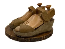PEDRO GARCIA Fama Plattform Wedge Sandals Women's Tan Brown Leather Pre-owned