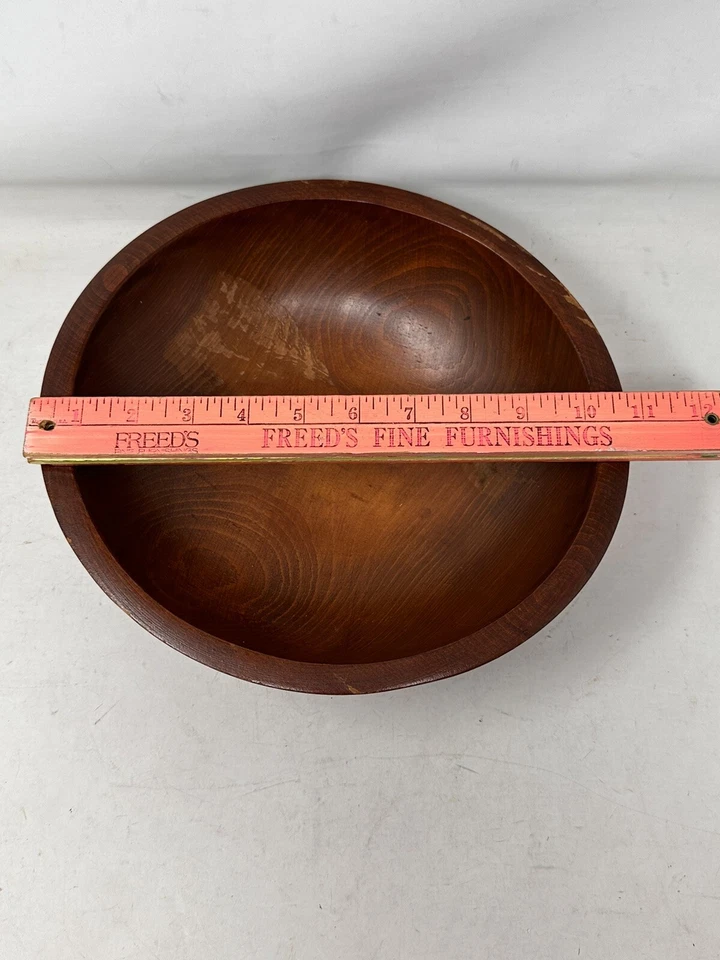 Munising Signed VTG Wood Dough Bowl Round 10.25" Farm Life Primitive Country - Image 2 of 4