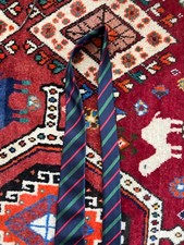 Gitman Vintage Navy Tie with Green and Red Stripes