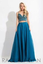 NWT RACHEL ALLAN 2 PIECE PEACOCK PROM DRESS PAGEANT FORMAL GOWN SZ 2 6034 400