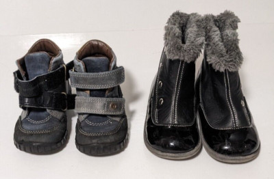 Pair Of Toddler Winter Shoes ECCO + SEE  KIE RUN , Gray Black ,2-3 Y. Size 5;8.5