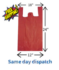 VEST CARRIER  SHOPPING BAGS STRONG PLASTIC I Blue, White, Red, Green and Black