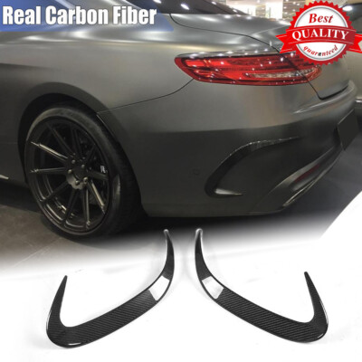 For Benz S-Class C217 S500 S63 S65  14-18 Real Carbon Rear Bumper Canard Fins