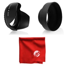 Opteka 58MM Tulip Flower & Collapsible Rubber Lens Hood Set with Cleaning Cloth