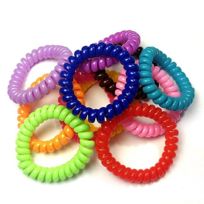 Quality Ponytail Holder Spiral Hair Tie Bracelet Phone Cord Ring