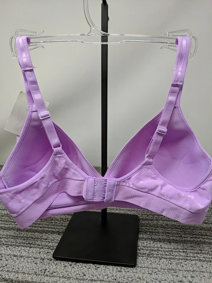 HANES SIZE M COMFORT FLEXIBLE FIT LAVENDER WITH DOTS BRA DHHU08 FLAWED - Image 4 of 4