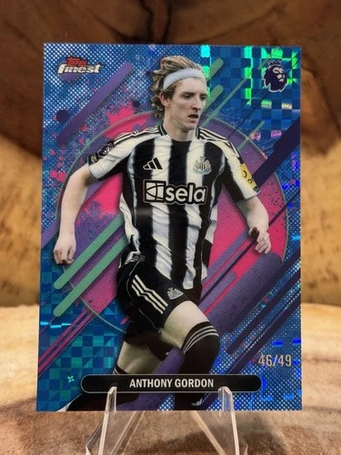 Anthony Gordon 2025-26 Topps Finest Premier League Rare Blue Checkerboard /49