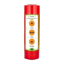 192 Rls 18"x1500' Cast Packing Stretch Film Shrink Hand Wrap (80 Ga) Tint Red