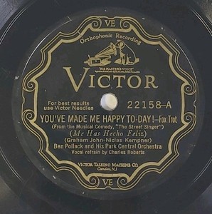 Victor 22158 You've Made Me Happy To-Day! - Ben Pollack Orch 78rpm Dance Record