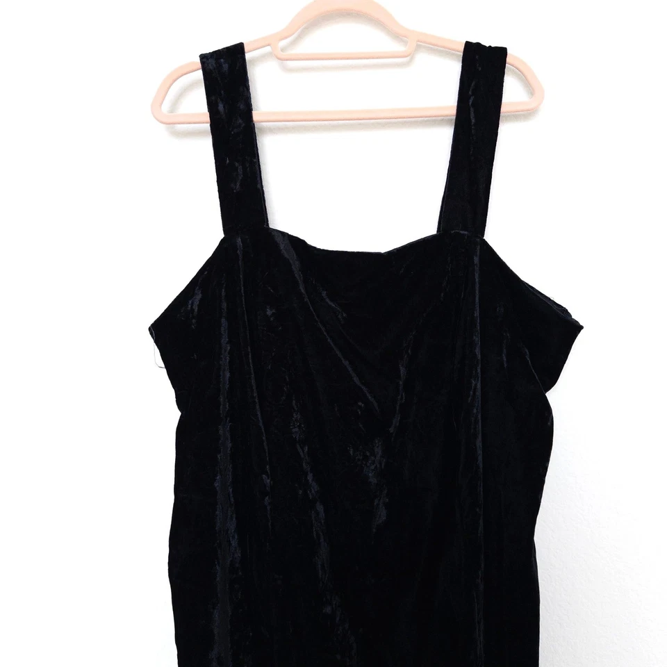 Vestido de terciopelo para mujer talla 22 negro midi cóctel noche fiesta vacaciones retro chic Foto 3 de 4