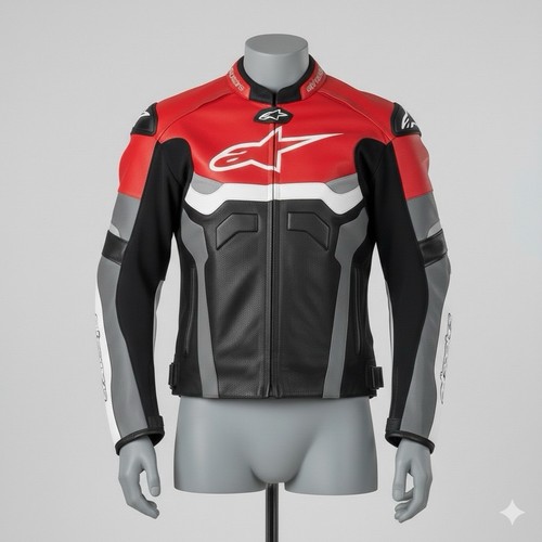 Motorbike Racing Jacket in Red and Black colour