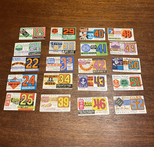 VTG Milwaukee Transport Bus Pass Ticket Mixed Lot or 20 1943 Great Condition!