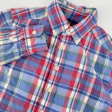 Ralph Lauren Boys Size Small 8 Plaid Button Down Long Sleeve Dress Shirt Pony