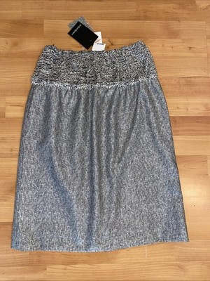 Yves Saint Laurent Side Zip Lined Knee Length Pencil Skirt Black Size 42 NEW