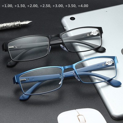 Men Reading Glasses Metal Frame TR90 Flexible Temples Business Office HD Eyewear