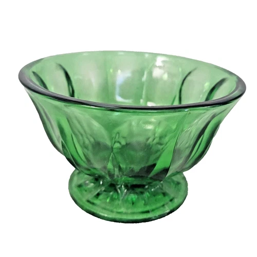 Vintage Indiana Glass Emerald Green Footed Candy Dish Bowl Compote Serve Dish