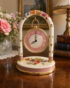 Vintage Avon Mini Centennial Enameled Arch Pocket Watch on Stand 1986