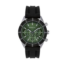 Breil B 12 H TW2024 Men's Chronograph Watch - Green Sunray Dial, Black Silicone