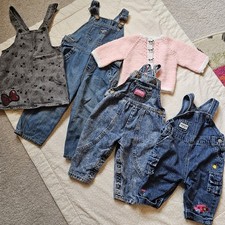 3 Vintage Osh Kosh Bib Overalls  Minnie Bibs 3 Mos - 4t