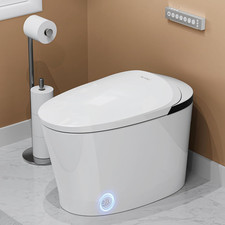 Smart Bidet Toilet Heated Seat Auto Flush Warm Water Dryer Tankless White