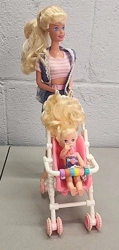 Vintage Barbie and Kelly Strollin’ Fun Playset Mattel Late 1990s