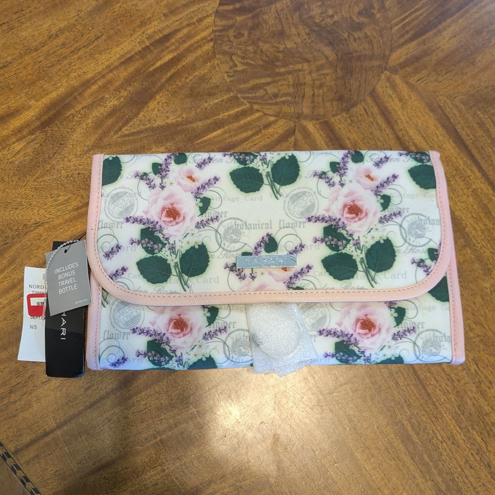 Tahari Floral Travel Toiletry Bag Organizer with Travel Bottle - NWT