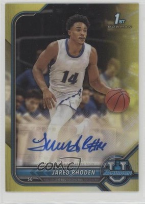 2021-22 Bowman U Chrome Prospect Yellow Refractor 26/75 Jared Rhoden Auto 0q0m