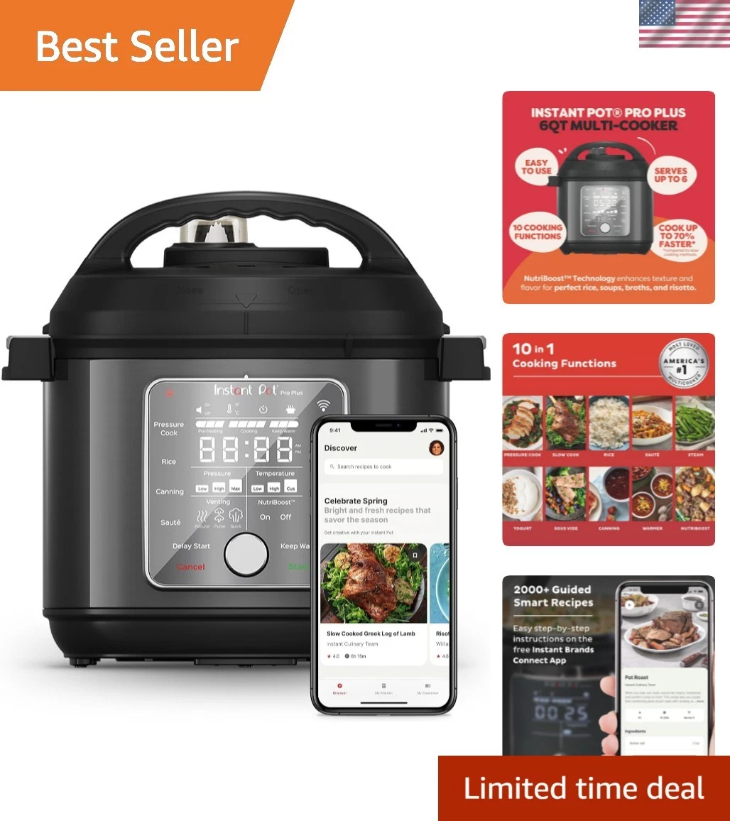 Pro Plus Wi-Fi Smart 10-in-1, Pressure Cooker, Slow Cooker, Rice Cooker, Stea...