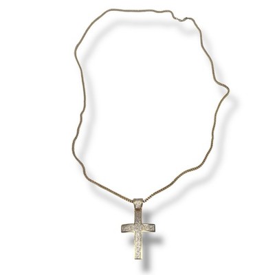 Avianne Co 10K Gold Cross Pendant Franco Chain 36