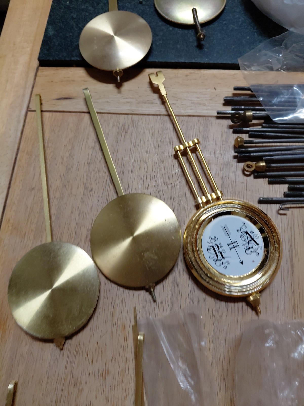 Vintage Clock Parts Pendulums  And Chain Lot Of 20 Plus