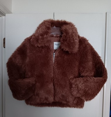 ジャケット・アウター vintage Abercrombie&Fitch FUR jacket M ABERCROMBIE & FITCH FAUX FUR ZIP-UP JACKET BROWN WOMENS SIZE S | eBay