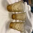 3 Anchor Hocking Amber Lido Milano 4 Oz Juice Glasses Bumpy Crinkle Vintage