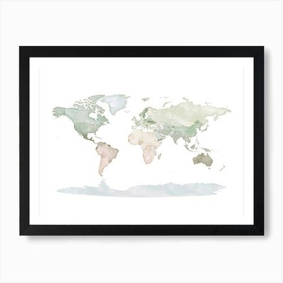 Weltkarte Nr. 129 Kunstdruck gerahmt Wandbild Poster Leinwanddruck Bild