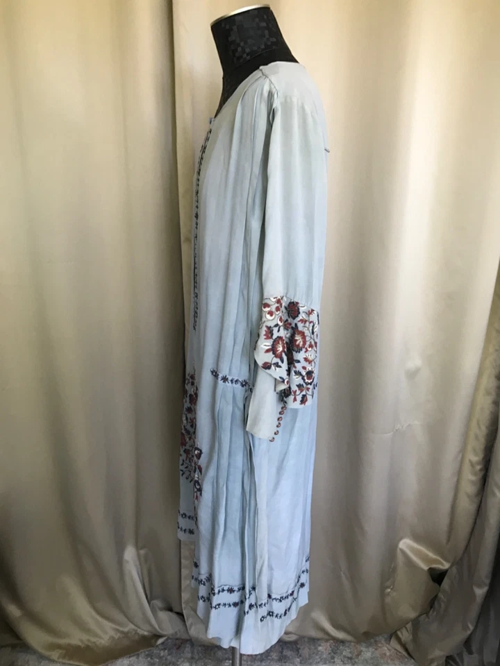 Art Deco vintage flapper blue silk chiffon dress with flowery embroidery - Image 4 of 4