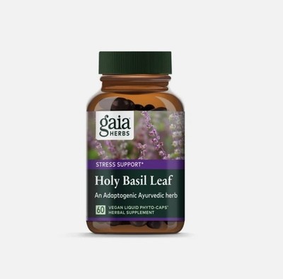 Gaia Herbs Holy Basil Leaf 60 Count Adaptogenic Herbal Supplement Vegan