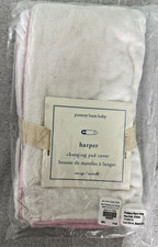 POTTERY BARN KIDS HARPER CHANGING PAD COVER Organic cotton pink trim 16x31.5