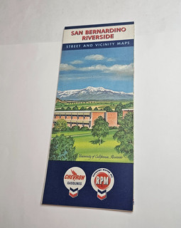 1962 CHEVRON SAN BERNARDINO RIVERSIDE RPM ROAD MAP GASOLINE MOTOR OIL CALIFORNIA