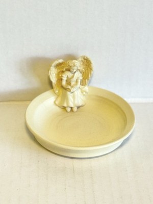 Vintage Engel Stern sitzender Engel Schmuck Schale - Elfenbein Harz Schmuck Schüssel 4''