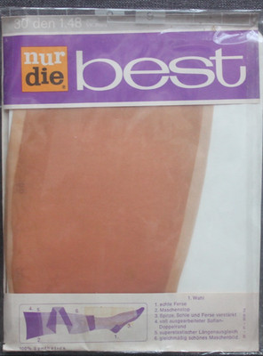 Vintage nur die best NYLONS Strümpfe Strapsstrümpfe Gr. 9 Neu OVP