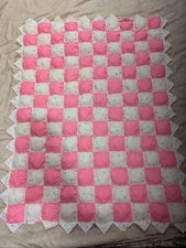 Baby Quilt Handmade Pink Patchwork Crib Blanket 36"X48" Girls Super Soft 