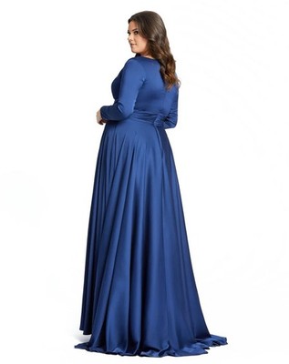 mac duggal plus size long formal dresses Long Sleeve Plus Size Gown A Line Formal Mac Duggal 68440 The Dress Outlet