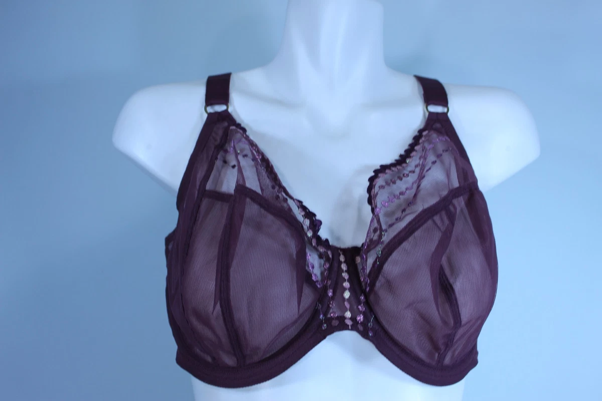 ELOMI Zarla Reggiseno Con Ferretto - Caffellatte, Taglia 6FF Donna - Leggero Con Ricamo Foglie E Bacche