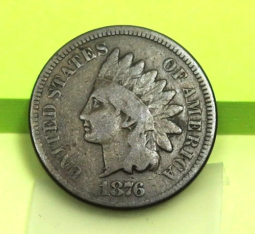 1876 Indian Head Cent Error Misplaced Digit grades Good