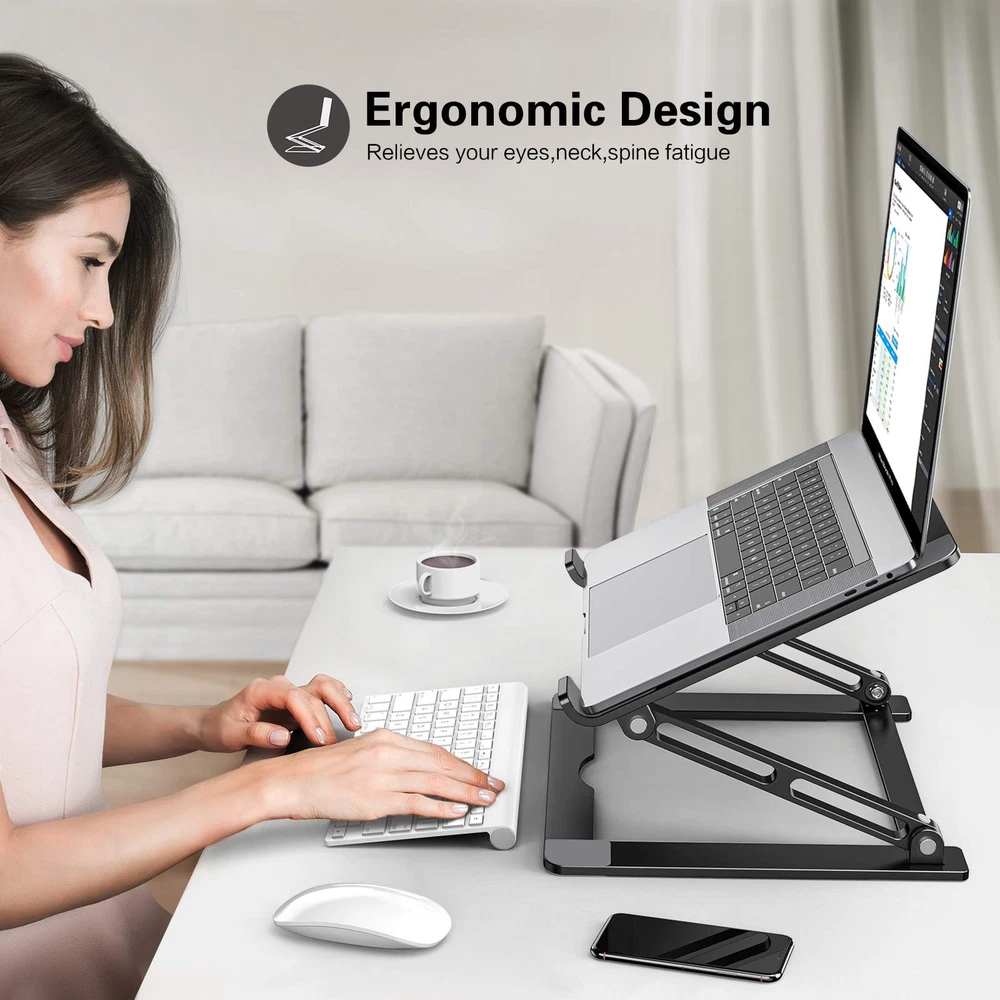 Portable Foldable Aluminum Laptop Stand for Desk with Adjustable Height