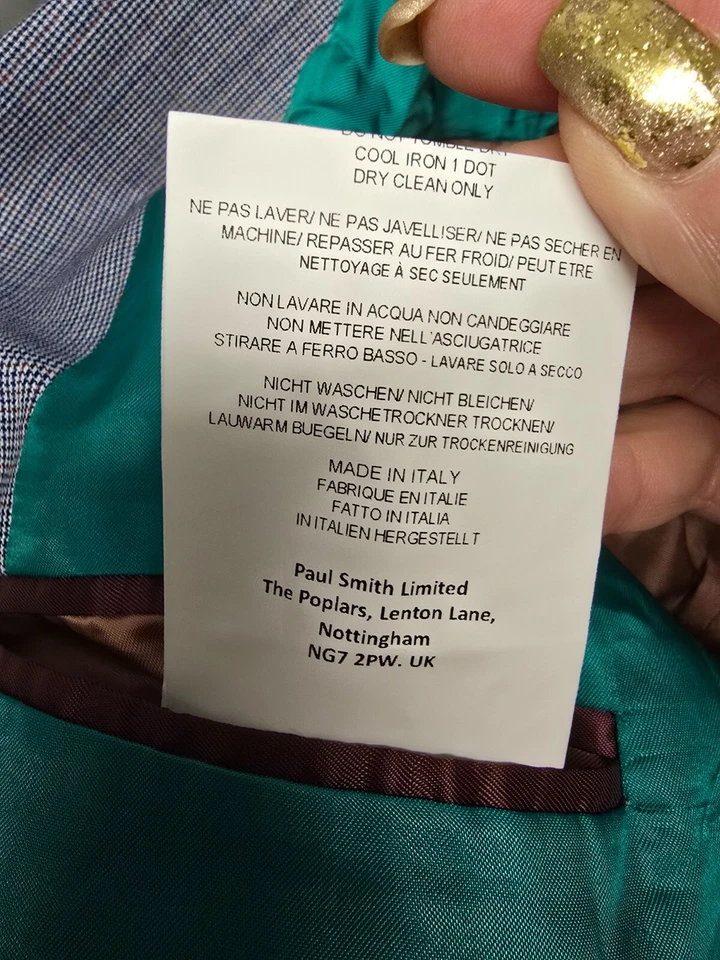 Paul Smith Kensington Fit Jacket Blazer Made In Italy SIZE 46 BLUE - Image 4 of 4